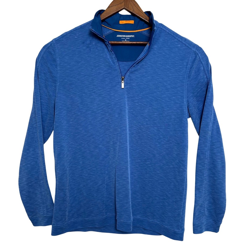 Johnston‎ & Murphy Mens Performance Pullover 1/4 Zip Long Sleeve Blue M